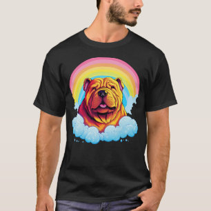 T-shirt Cute Shar Pei Rainbow Cloud Kawaii Chien Heureux C