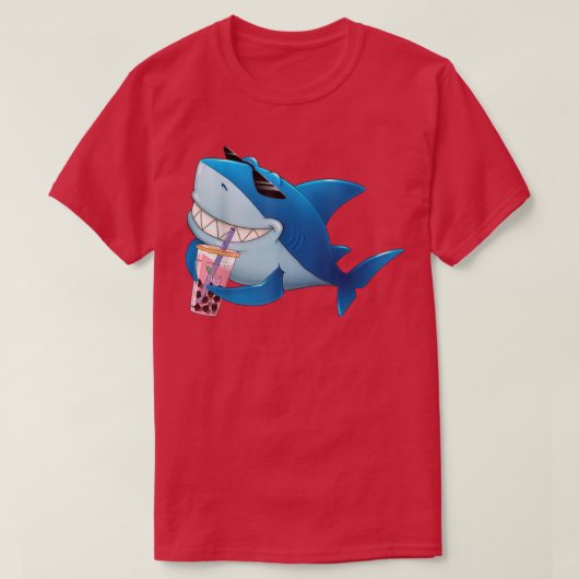 T-shirt Cute Shark Bubble Boba Tea Boy Hommes (Design devant)