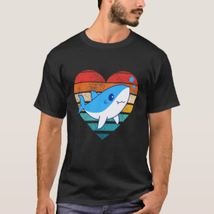 T-shirt Cute Sharks Retro forme de coeur Vintage