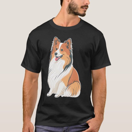 T-shirt Cute Shetland Sheepdog Dog on Sheltie (Devant)