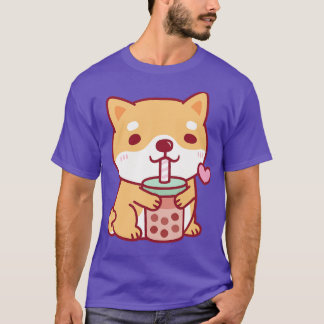 T-shirt Cute Shiba Inu Chien Aime Le Thé Bubble
