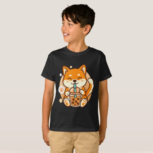 T-shirt Cute Shiba Inu Dog Bubble Boba Tea Anime Kawaii Ne (Devant entier)