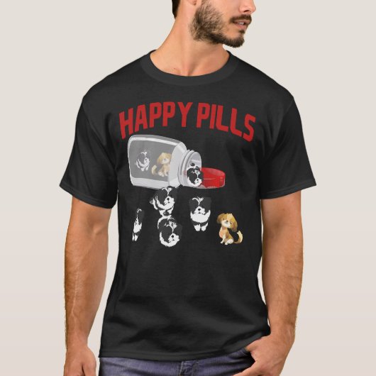 T-shirt Cute Shih Tzu Happy Pills Puppy Propriétaire Produ (Devant)
