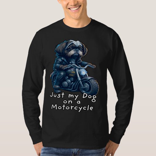 T-shirt Cute Shih Tzu ride on a motorcycle Christmas (Devant)