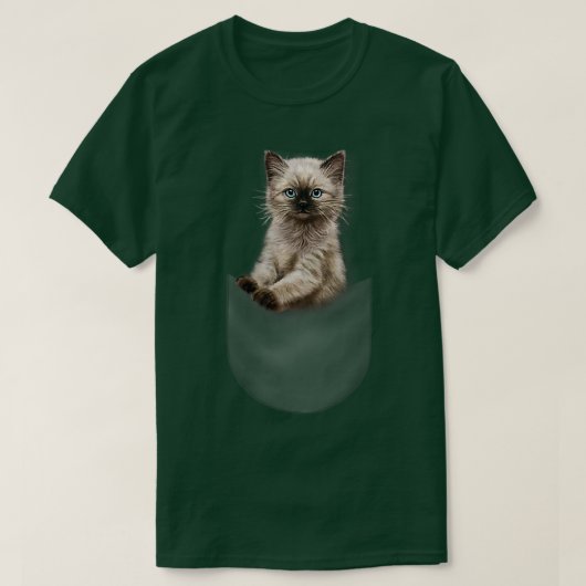 T-shirt Cute Siamese Kitten Gazer de poche, chat (Design devant)