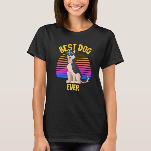 T-shirt Cute Sibérienne Husky Best Chig Chiot Puppy Retro (Devant)