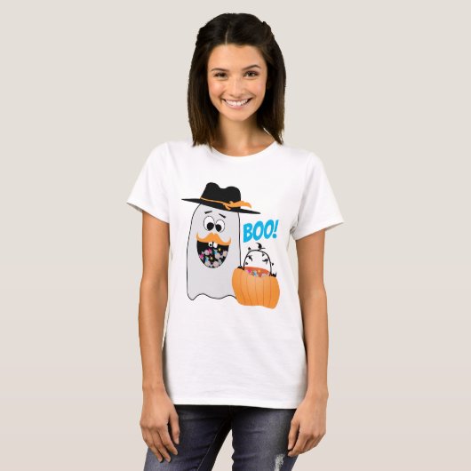 T-shirt Cute Silly Halloween Ghost Douce dent Boo (Devant entier)