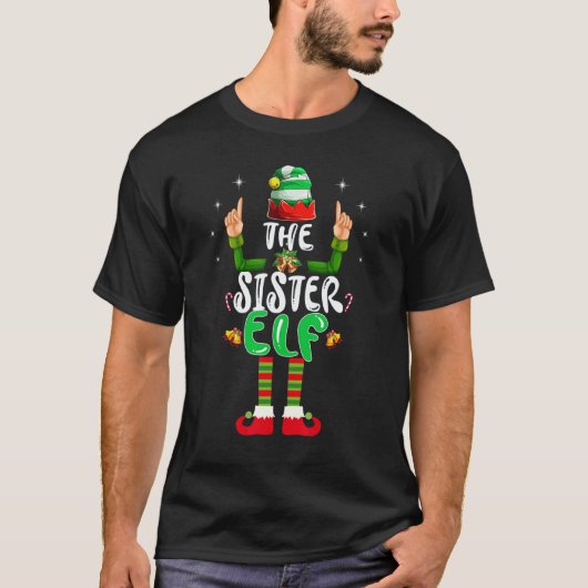 T-shirt Cute Sister Elf Matching Family Group Christmas Pa (Devant)
