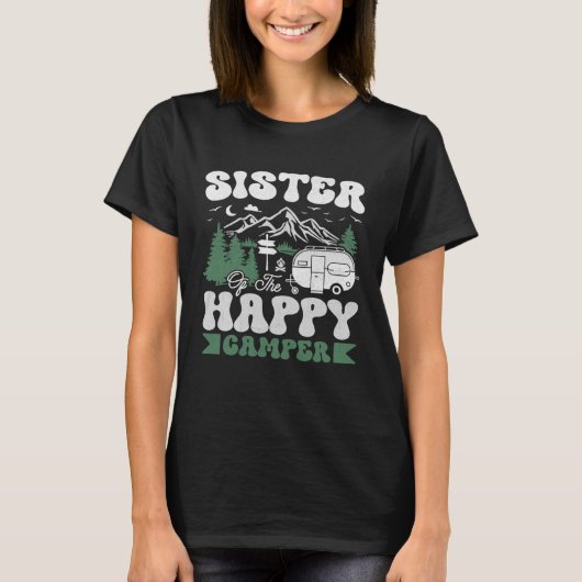 T-shirt Cute Sister Of The Happy Camper Camping Trip (Devant)