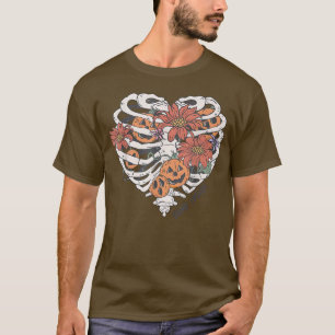 T-shirt Cute Skeleton Heart Rib Flower Pumpkin Spooky Hall