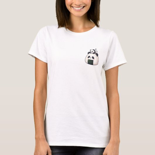 T-shirt Cute Sleeping Panda Atop Giant Panda Face Onigiri (Devant)