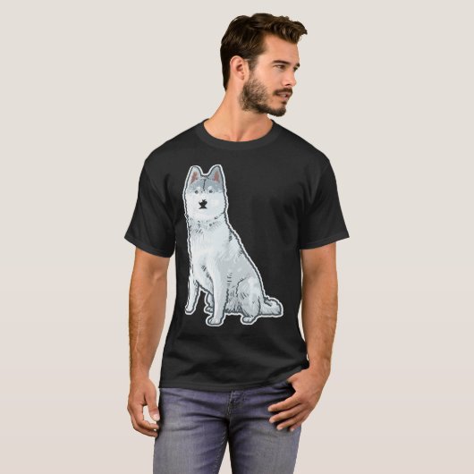 T-shirt Cute Sleigh Dog Siberian Husky (Devant entier)