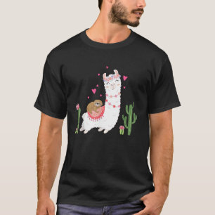 T-shirt Cute Sloth à cheval sur un lama coeur Sain
