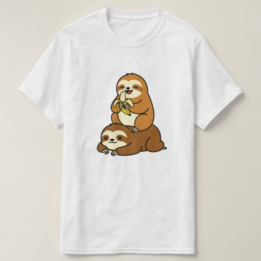 T-shirt Cute Sloth Eating Banana on Lazy Sloth Funny Carto (Design devant)