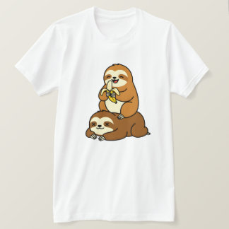 T-shirt Cute Sloth Eating Banana on Lazy Sloth Funny Carto