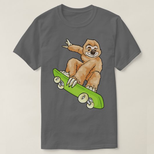 T-shirt Cute Sloth est un skateboard (Design devant)