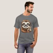 T-shirt Cute sloth showing teeth joy cartoon peace friend (Devant entier)