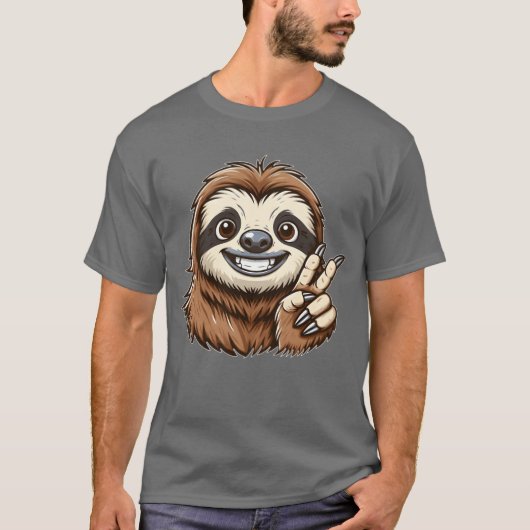 T-shirt Cute sloth showing teeth joy cartoon peace friend (Devant)