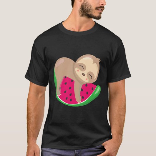 T-shirt Cute Sloth Watermelon (Devant)