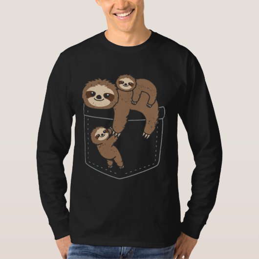 T-shirt Cute Sloths In Pocket Lazy Sloth  Animal Owner Gra (Devant)