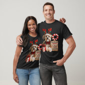 T-shirt Cute Small Dog in Reindeer Antlers & Bow Tie (Unisexe)