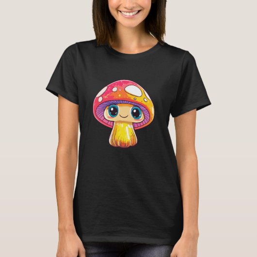 T-shirt Cute Smiling Mushroom Fantasy Art (Devant)