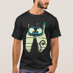T-shirt Cute Snorkel Chat Plongeur Chat Goggings De Plongé