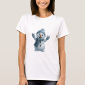 T-shirt Cute Snowman with Blue Scarf – Adorable Winter Chr (Devant)