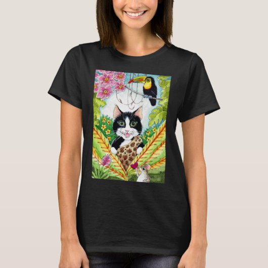T-shirt Cute souris Cat toucan orchidée tee - shirt jungle (Devant)