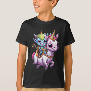 T-shirt Cute Space Alien équitation licorn drôle UFO