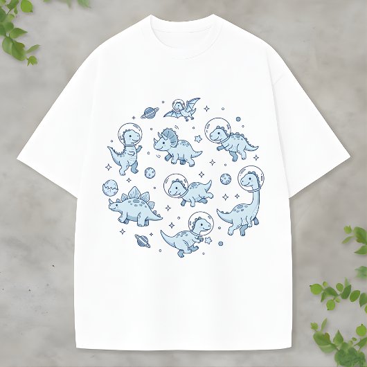 T-shirt Cute Space Dinosaur Blue Dino Fun Animal Lovers
