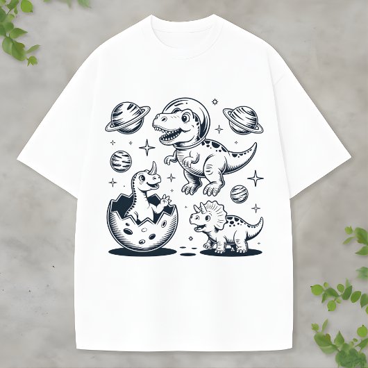 T-shirt Cute Space Dinosaur Blue Dino Fun Animal Lovers
