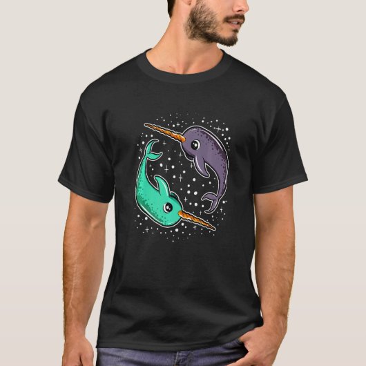 T-shirt Cute Space Narwhals Narwhal  Outerspace (Devant)