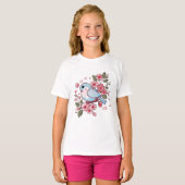 T-shirt Cute Spring Bluebird & Cherry Blossom Watercolor A (Devant entier)