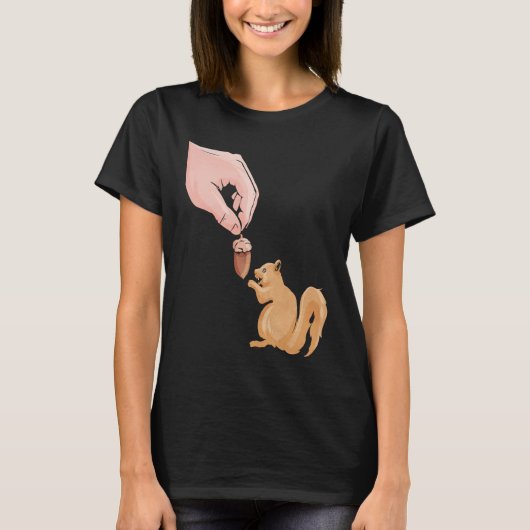 T-shirt Cute Squirrel Feeding Food Squirrel Cute Animal (Devant)