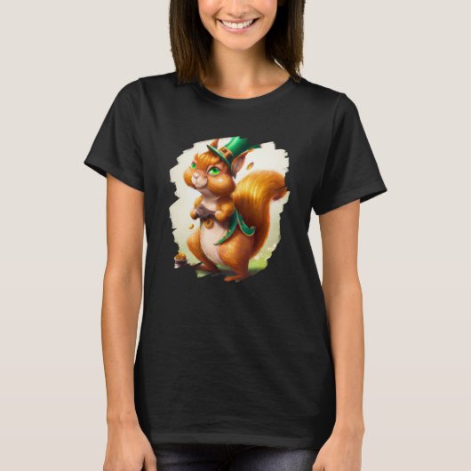 T-shirt Cute Squirrel Leprechaun St Patricks Day Squirrel  (Devant)