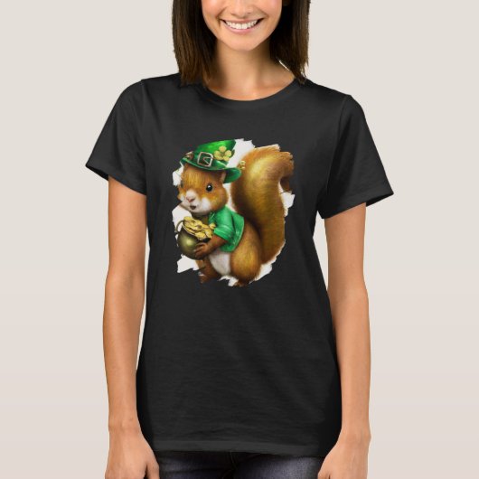 T-shirt Cute Squirrel Leprechaun St Patricks Day Squirrel (Devant)