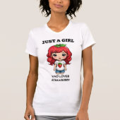 T-shirt Cute Strawberry Girl Kawaii Art (Devant)