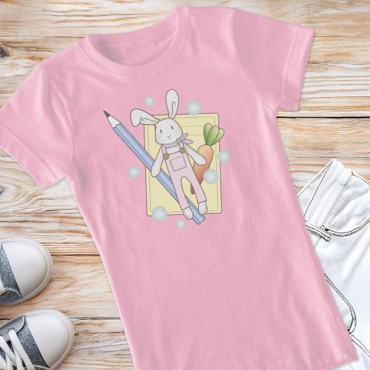 T-Shirt Cute Stuffed Animal Bunny Kids School