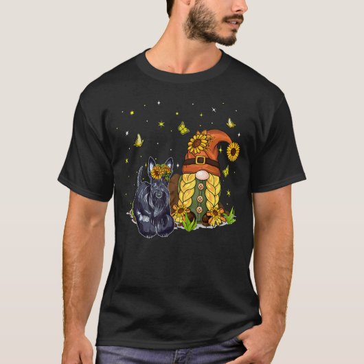 T-shirt Cute Sunflowers Gnome With Scottish Terrier Dog Lo (Devant)