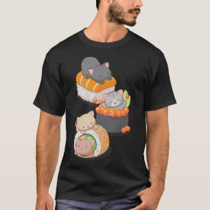 T-shirt Cute Sushi Cat Kawaii Japanese Sushi Cat Otaku Kaw