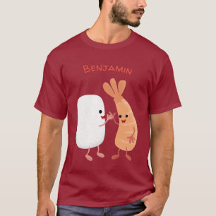 T-shirt Cute sushi riz crevettes amis dessin animé