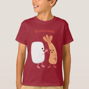 T-shirt Cute sushi riz crevettes amis dessin animé