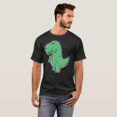T-shirt Cute T-Rex Dinosaur Tee - Green Dino Adult and Kid (Devant entier)