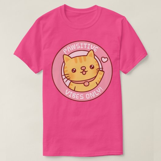 T-shirt Cute Tabby Chat Vibes Pawsitives Seulement P Motiv (Design devant)