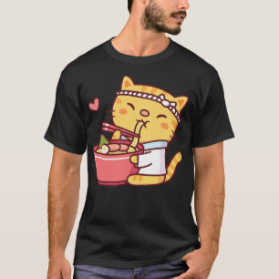 T-shirt Cute Tabby Chef Chat Manger Ramen
