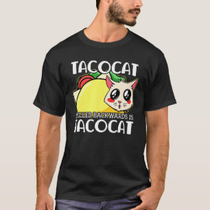 T-shirt Cute Taco Chat Écrit En Arrière Est Tacocat Mexica