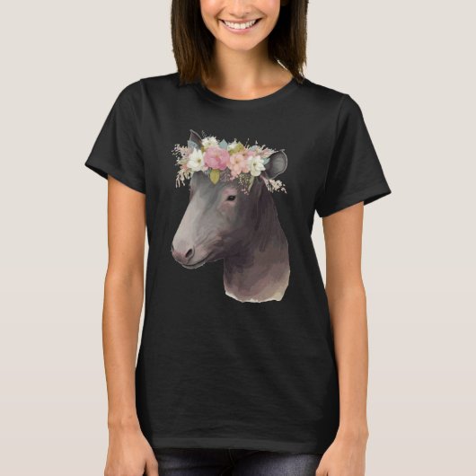 T-shirt Cute Tapir Flower Crown Animal (Devant)