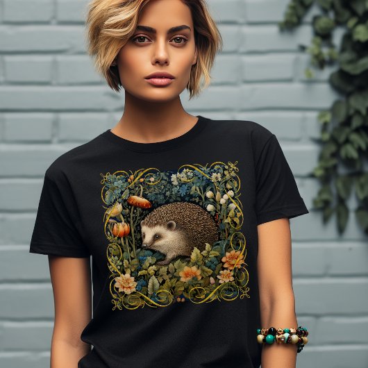 T-shirt Cute Tapisserie de hérisson style William Morris