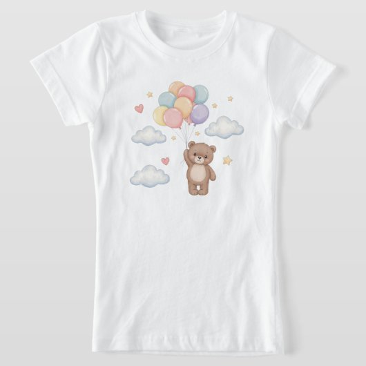 T-Shirt Cute Teddy Bear with Balloons in the Sky (Poser)